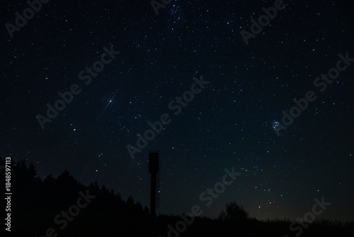 water tower and night sky
