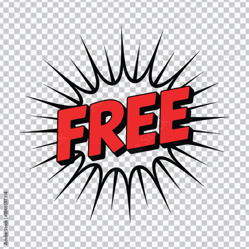 Free Comic Explosion Text Badge For Giveaway Promotion And Marketing Design
