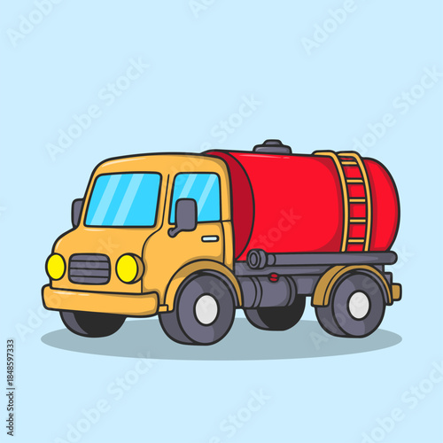 Fuel tanker truck vehicle vector illustration icon for petroleum transport oil delivery and industrial logistics.