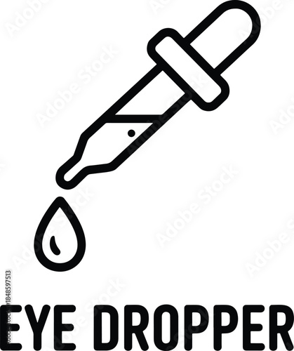 Eye dropper icon with falling liquid droplet