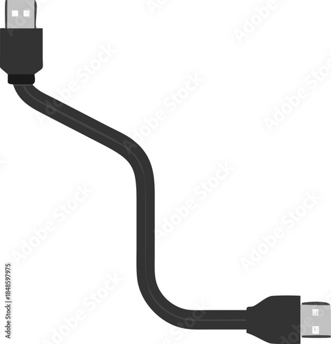 A black angled usb cable with a type a connector on both