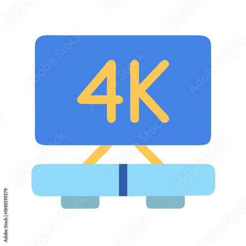 4K Resolution TV Icon with Bold Design on Black Background
