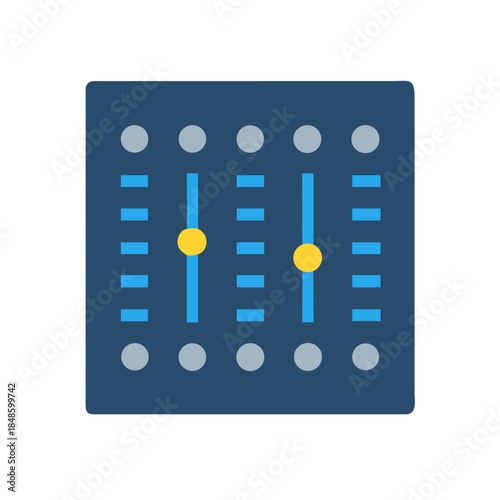 Sound mixing console vector illustration with faders knobs and graphic elements