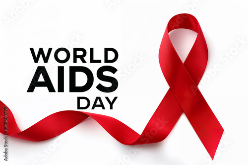 Symbolic Red Ribbon Banner for World AIDS Day Solidarity and Education