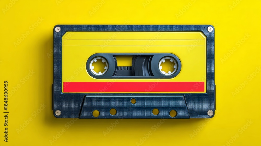 Fototapeta premium a cassette tape player against a yellow background