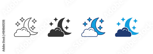 Night Icon Set Multiple Style Collection