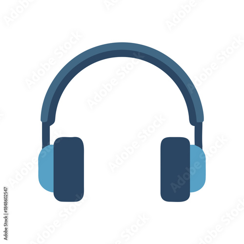 Blue wireless headphones on black background for music listening concept design