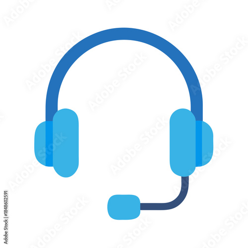 Blue headset vector illustration representing customer service or online communication technology