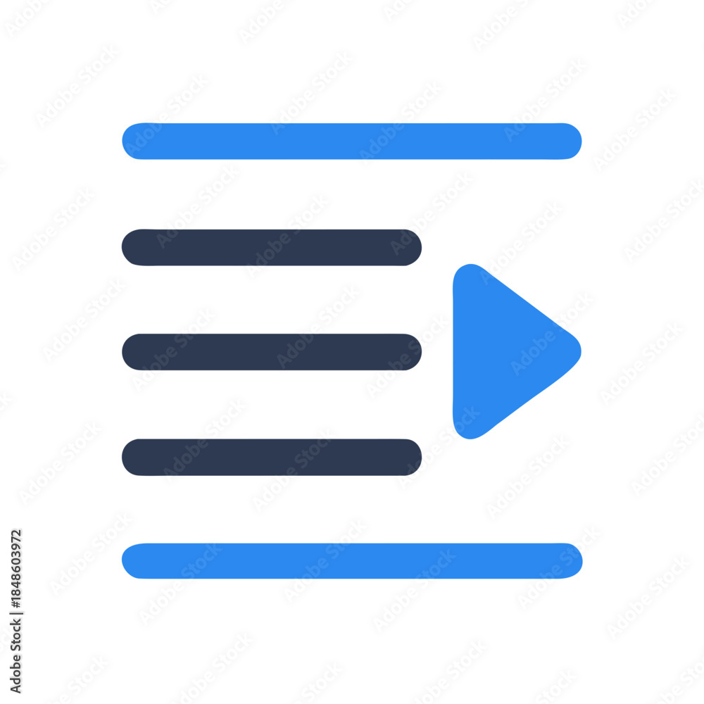 Obraz premium Blue icon representing content options for text justification and direction layout