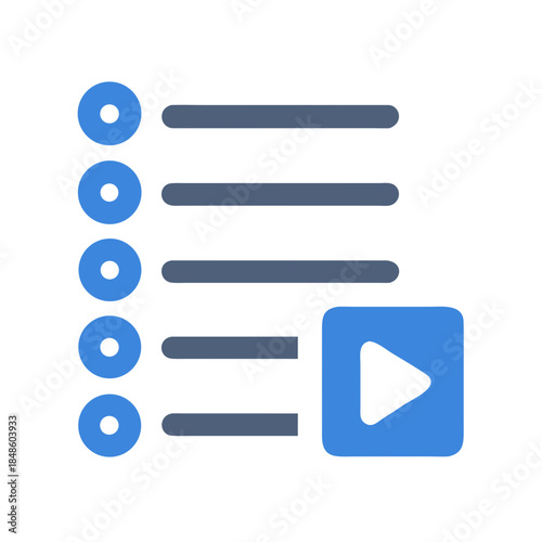 Playlist with play button icon symbolizing video content and multimedia options