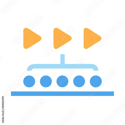 Sequential Steps: Flat Vector Diagram of Process Flow with Play Icons and Nodes