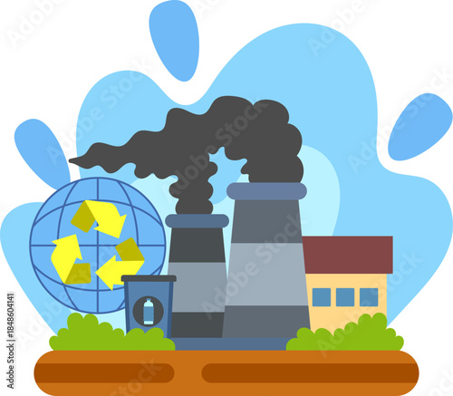 Eco Green_Global recycle process Illustration