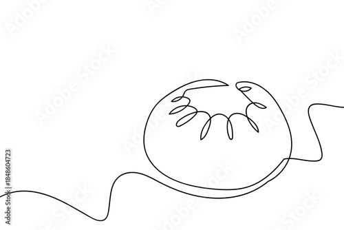 A single, continuous line of Chinese steamed buns. Single line art design Editable stroke.