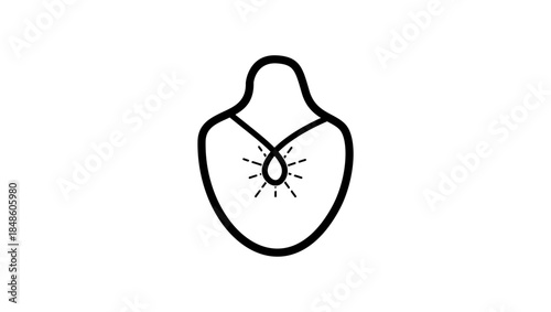 necklace symbol, black isolated silhouette