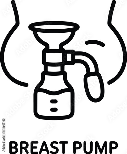 Iconic Breast Pump Outline for Baby Care Illustration