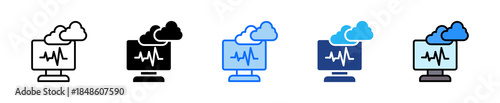 Cloud Monitoring Icon Set Multiple Style Collection