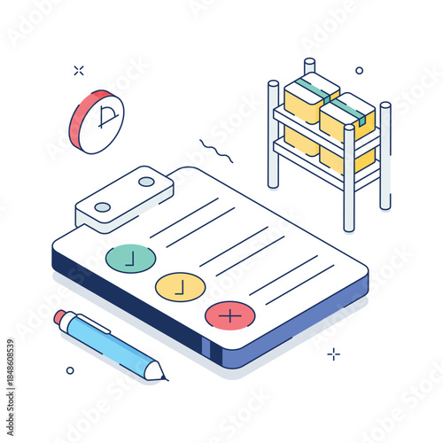 An eye catching isometric illustration of inventory checklist, editable vector