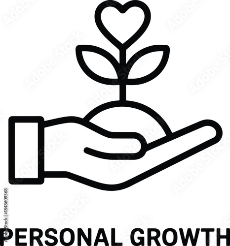 Hand Holding Plant with Heart Symbol