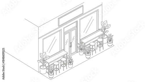 Isometric Illustration of Outdoor Cafe Seating Area.