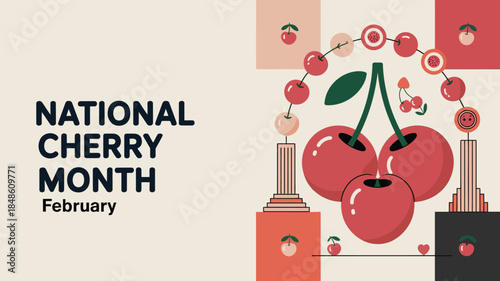National Cherry Month February Celebration Design