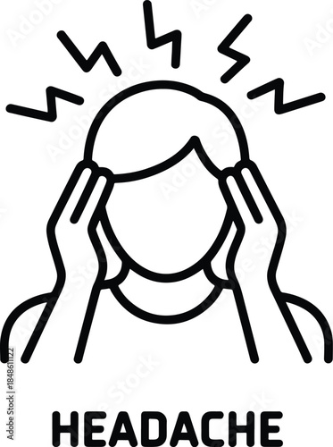 Headache Pain Icon With Person Suffering