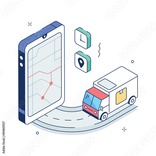 Creatively designed amazing isometric illustration of parcel tracking