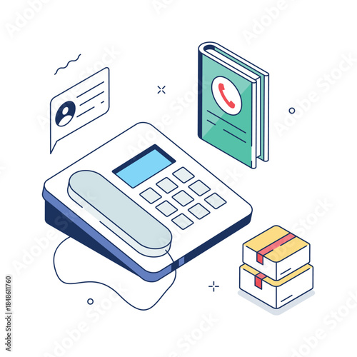 Customer service isometric illustration, delivery support and logistics communication