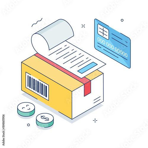 A visually appealing isometric illustration of delivery invoice