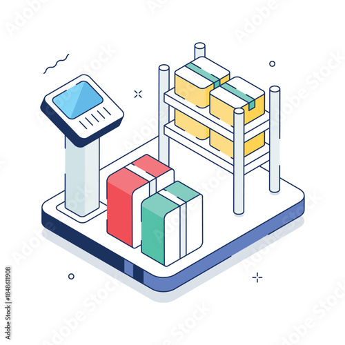 A handy isometric illustration of inventory management, stock control