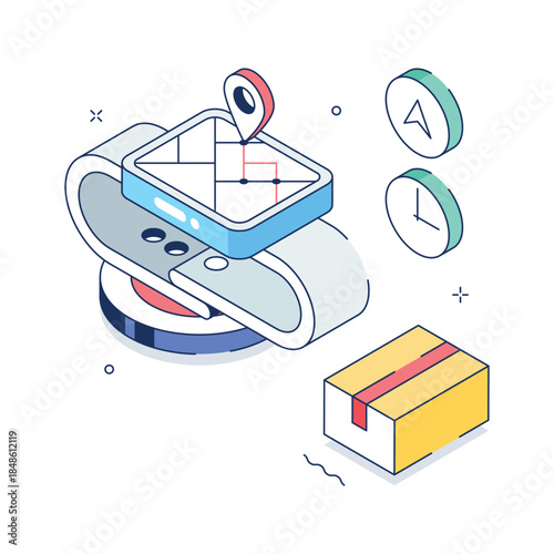 A perfectly designed amazing isometric illustration of package tracking