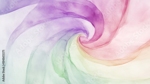 Soft pastel rainbow colors swirl in an abstract ethereal pattern with gentle blending gradients.