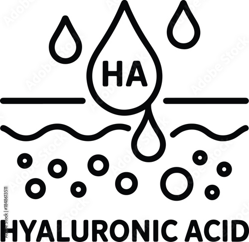 Hyaluronic acid skincare icon for beauty products