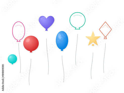 New Year Celebration Balloons Vector Illustration on White Background