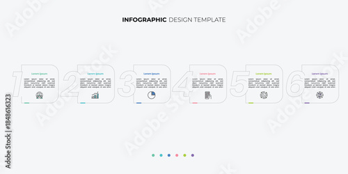 Modern Circle chart infographic template with 6 options for presentations. Infographic 6 diagram chart template for business 6, options, presentation with diagram elements, infographics