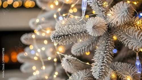 Cozy christmas tree with warm lights