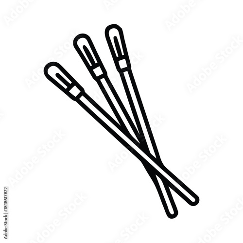 Three cotton swabs are arranged in a bundle, ready for use.