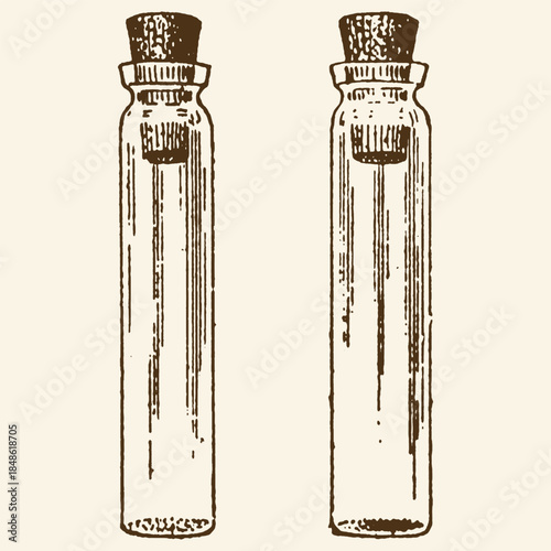 Antique Glass Bottles Engraving Illustration