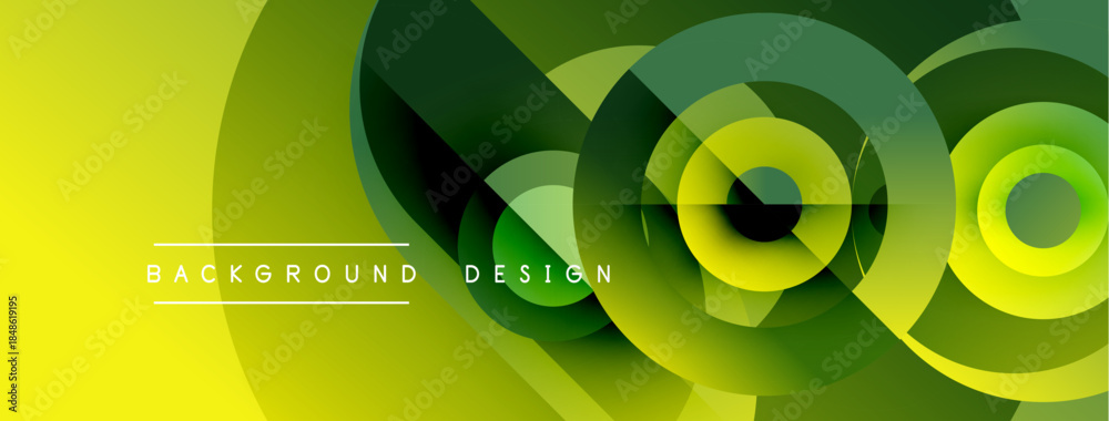 Fototapeta premium Abstract green yellow design. Circular shapes overlap creating dynamic visual effect. Modern background suitable for various projects.