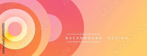 Abstract gradient circles create vibrant background. Warm colors blend smoothly, offering modern design element. Simple, clean aesthetic.
