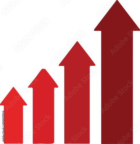 Increasing trend graph with red arrows