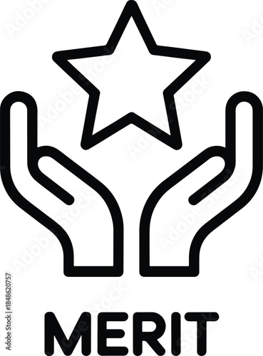 Merit hands holding star reward concept