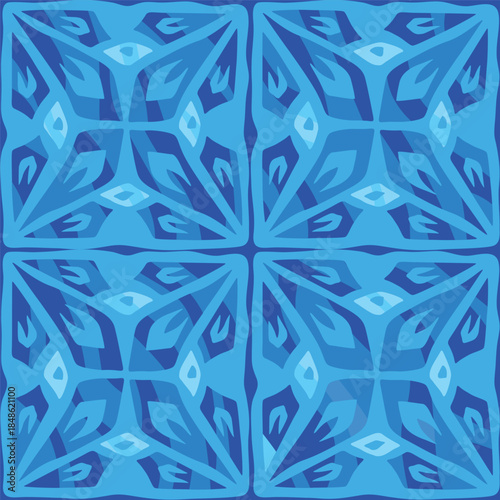 Mosaic tile blue seamless p...