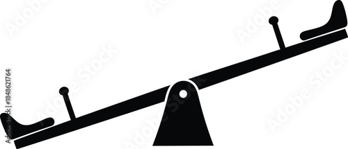 A simple black and white illustration of a classic seesaw design