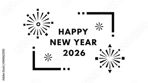 Festive new year celebration with fireworks and text a striking silhouette