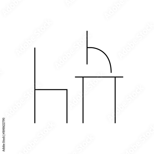 Minimalist Line Art of Two Chairs with Curved Backrests