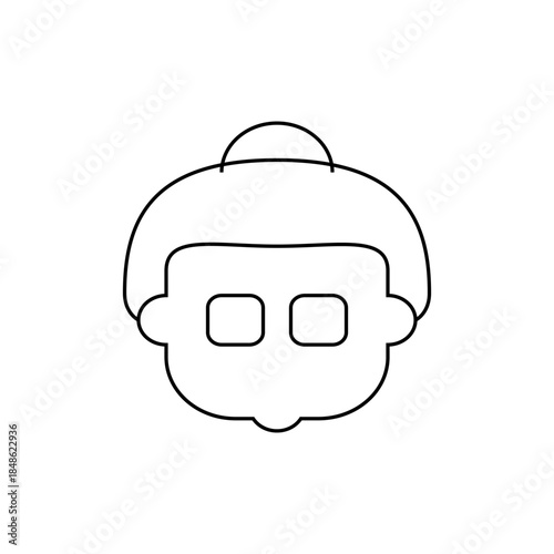 Cute Cartoon Baby Wearing Glasses and Hat, Black and White Line Art