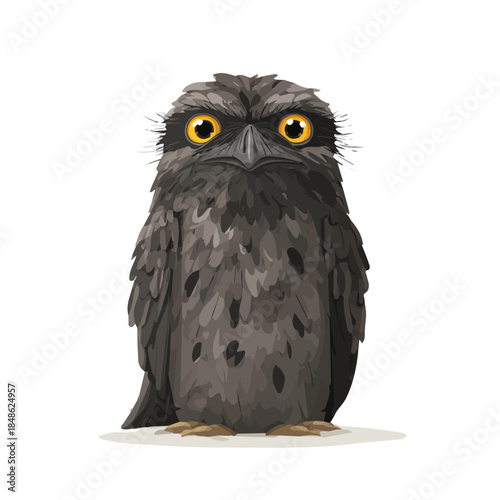 Minimalist 2D vector icon representation of a Potoo, displayed on a pure white background