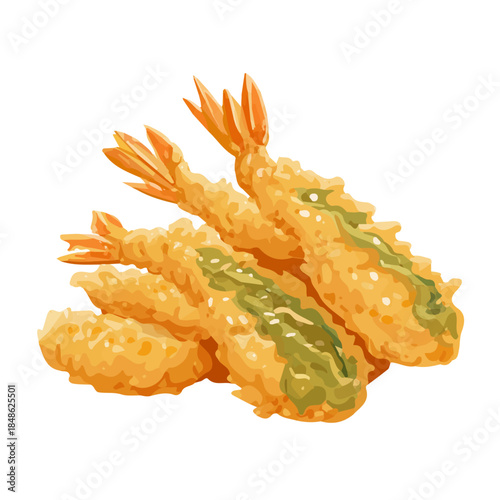 Tempura, rendered in a minimalist 2D flat vector icon style against a pure white backdrop