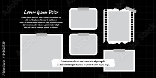 Picture abstract photo frames and digital photo wall template
