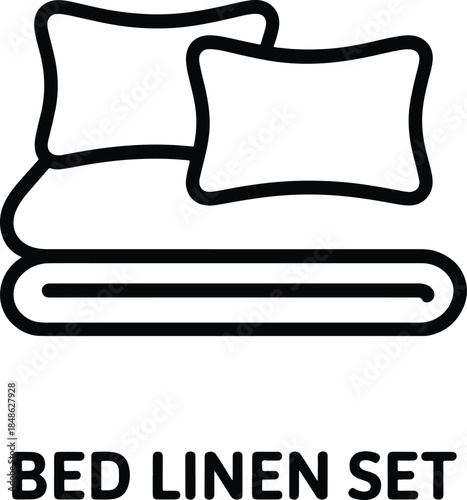 Bed Linen Set Icon Clean Minimalist Style